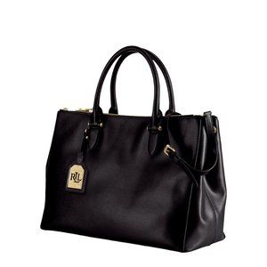 Lauren Ralph Lauren NEWBURY DOUBLE ZIP SATCHEL Bag BLACK *GUC* Large